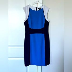 Tahari Colorblock Sleeveless Dress (6), Royal + Navy